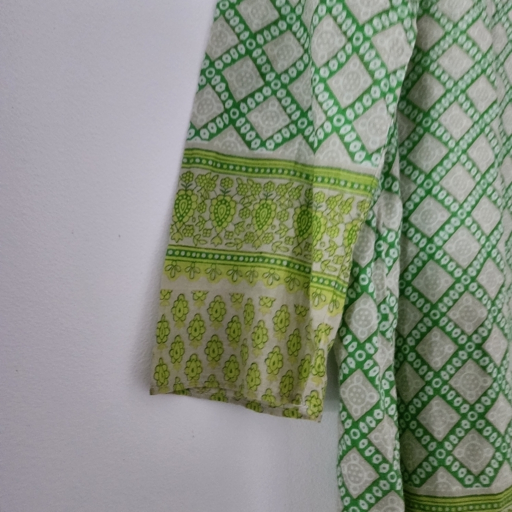Calypso St. Barth Green Geometric Print 100% Cotton Tunic Top XS - Picture 7 of 13